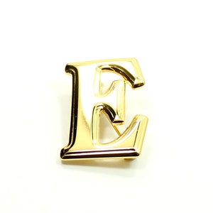 Bold Letter "E" Gold Tone Brooch