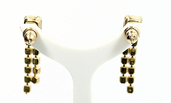 Eye Catching Dangle Design Gold Tone CZ Earrings - image 2