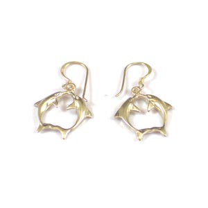 Sterling Silver Double Dolphin  Dangle Earrings