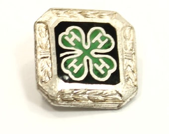Beautiful Antique "4H Club Pin" Design Sterling Silver Brooch