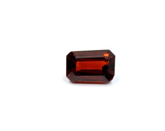 2.92 Carat Dark Red Orangey Spessartite Emerald Cut Garnet