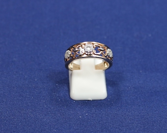 Eye Catching Link Design 14K Rose Gold  Sterling Silver Diamond Ring