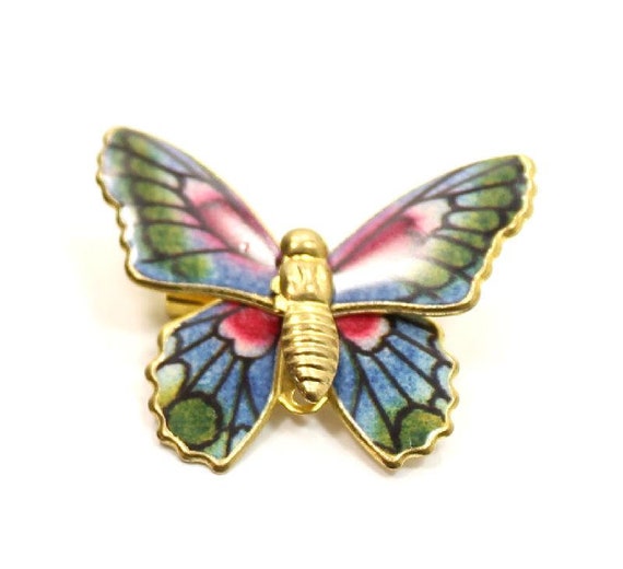Enamel Multi Colour Butterfly Brooch Colourful Crystal Diamante Badge Pin