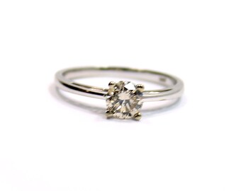 TGL Certified Half Carat Champagne Diamond set in 14K White Gold