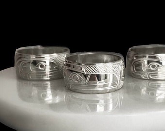 Silver First Nations Ring/Band, First Nations hand carved silver ring, silver rings, indigenous jewelry, silver band, engagement bands