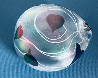 Vintage Irridescent Paperweight (Hearts & Swirls)