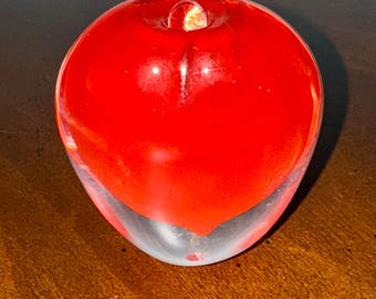 Glass Art- Red Heart Paperweight