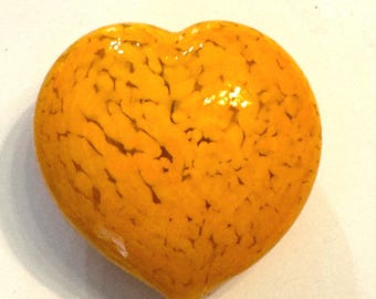 James Wilbat- Chunky Heart Paperweight- Glass Art Heart (90’s)