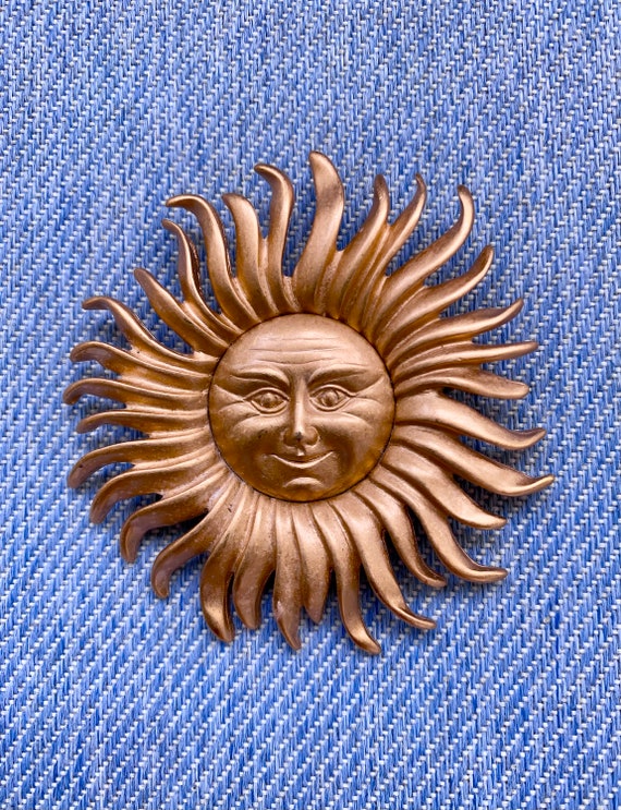 Monet Gold Tone- Sun Face Brooch