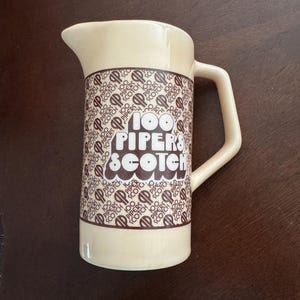 Seagrams “100 Pipers Scotch” Water Pitcher/ Pub Jug (1970’s)