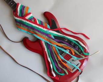 Handmade cotton multi-color scarf. Bright Seven Tentacle.