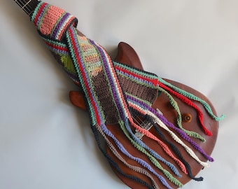 Handmade cotton multi-color scarf. Partial Tentacle Two.