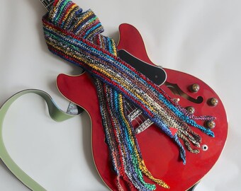 Handmade Cotton and Rayon from Bamboo multi-color scarf. Party Scarf.