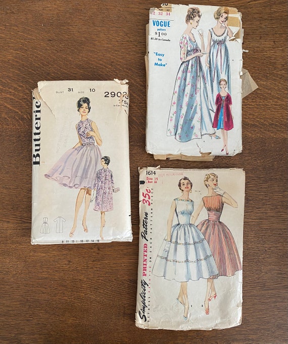 Vintage Sewing Patterns set of Three Etsy