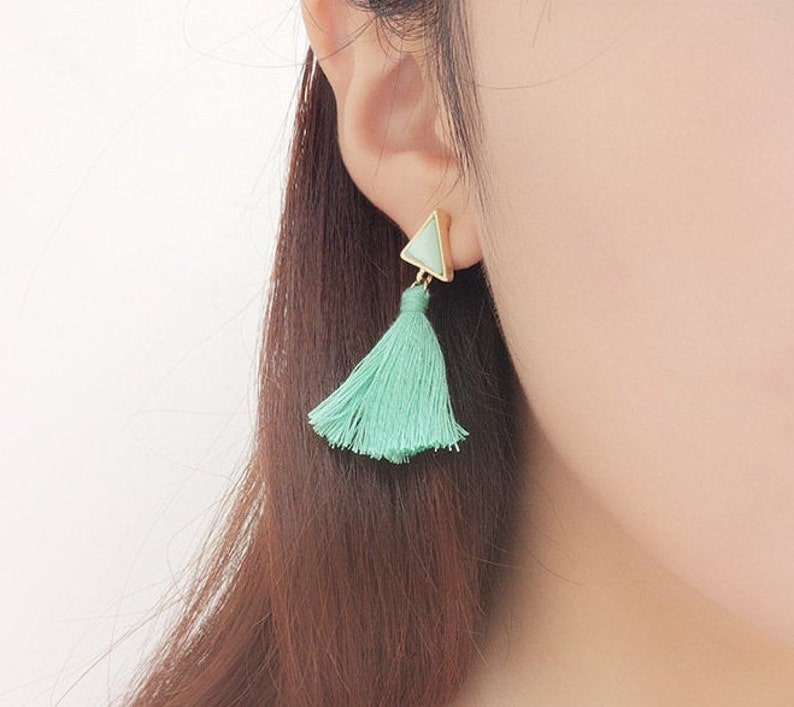 Molly/'s Kiss Green Earrings with Tassel