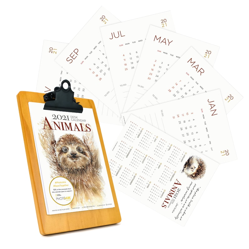 2021 Monthly Animal Desk Calendar 5x7 Watercolor Animal Etsy