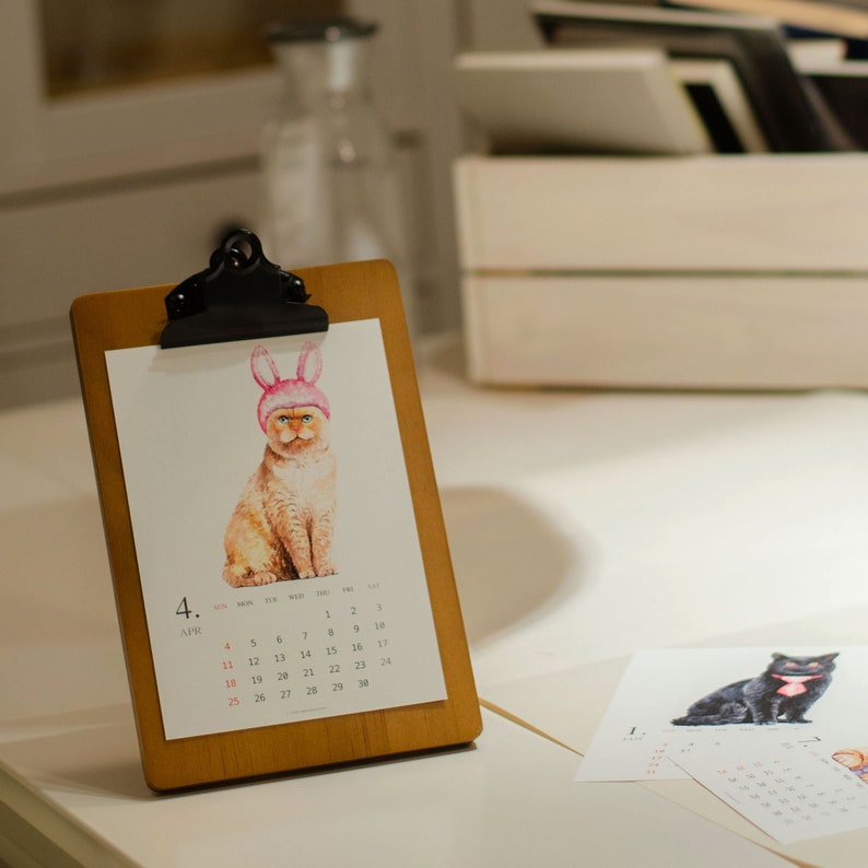 2021 Monthly Cats Desk Calendar 5x7 Watercolor Cats Holiday Etsy