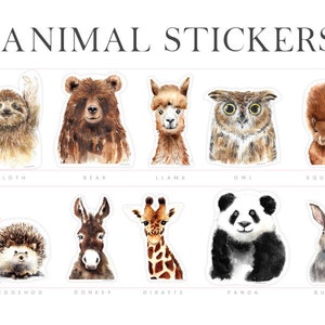Woodland Animal Stickers Beer, Uil, Alpaca, Panda, Egel, Ezel, Giraffe, Konijn, Eekhoorn, Luiaard - Cadeau, Laptop Sticker, Telefoon Stickers