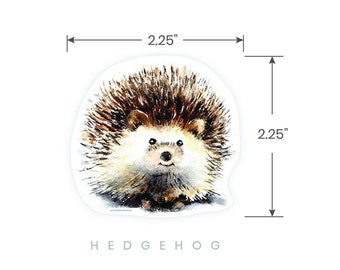 Hedgehog_ Animal Stickers, Selection of 10 watercolor painted animals -- Vinyl Stickers -- Gift, Laptop Decal, Phone Stickers