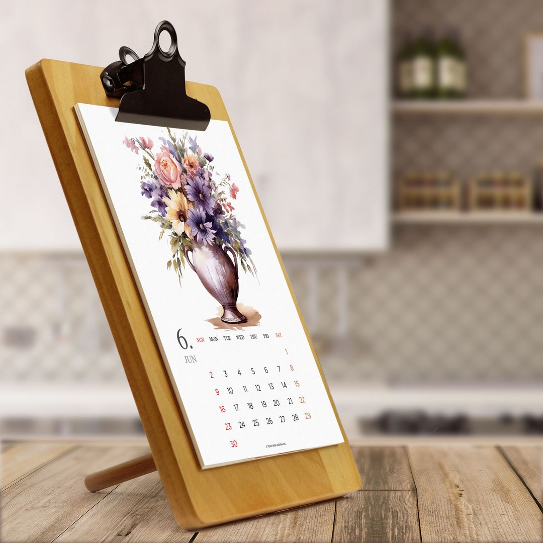 2024 Monthly Botanical Desk Calendar 5x7 Watercolor Flowers Etsy
