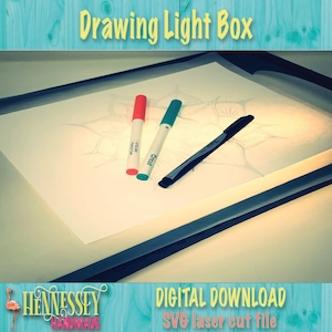 Caixa de luz de desenho, arquivo de corte a laser SVG, Glowforge, Omtech Polar, Xtool, impressão, rastreamento