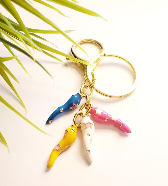 Cornicello, Italian Lucky Charm, Lucky Horn, Malocchio, Evil Eye Protection  Keychain