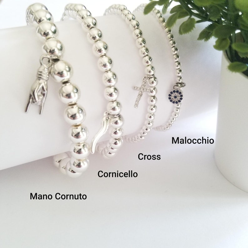 Bracelets Mano Cornuto, Cornicello, corne de la chance, croix, hématite de Malocchio image 3