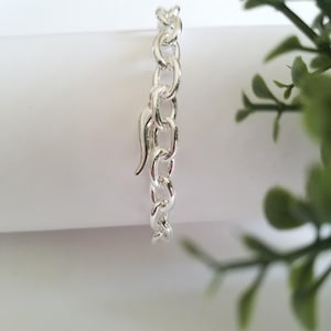 Cornicello, Italian Lucky Charm, 925 Sterling Silver Chain Link Bracelet Charmed