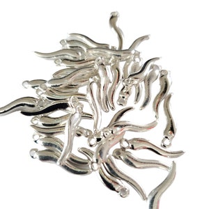 Cornicello, Lucky Italian Horn, Mano Cornuto, Horned Hand Charm on Sterling Silver 4mm Beaded Bracelet image 4