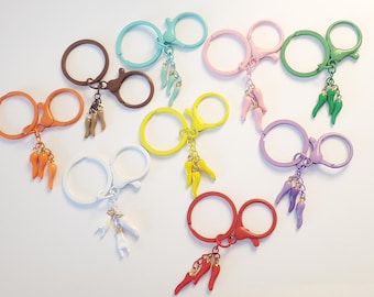 Cornicello, Italian Lucky Horn, Enamel different colors Keychain