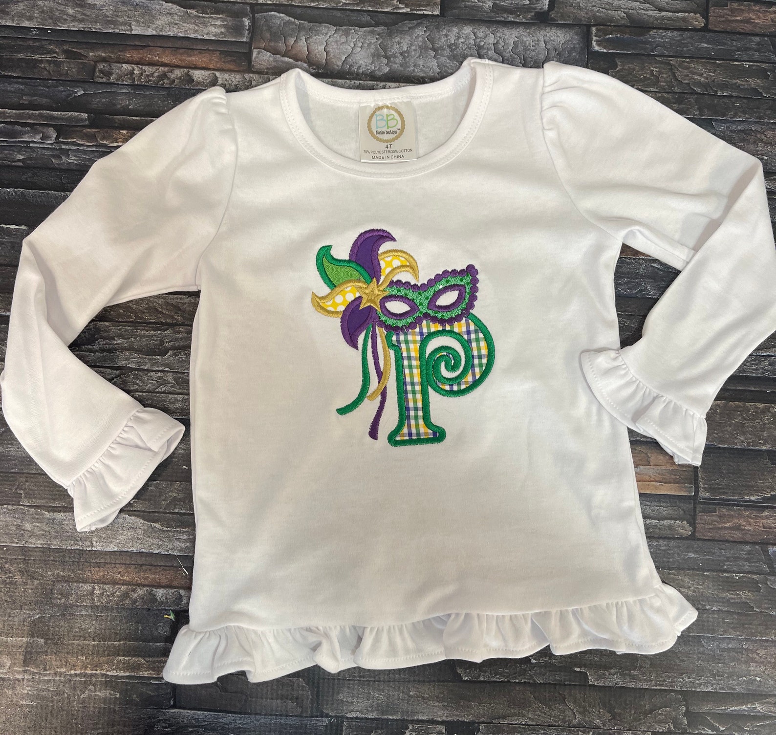 Mardi Gras shirt for girls Etsy