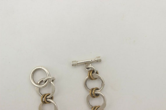 Thick Sterling Silver Toggle Bracelet With Brass Two Tone Thick Sterling Silver Toggle Bracelet With Brass Two Tone