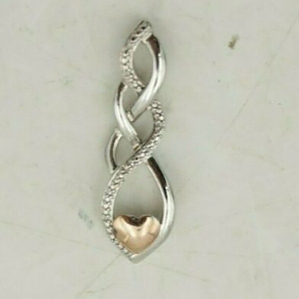 Kay Jewelers 10k Gold Heart with Diamond & Sterling Silver Pendant 925 2G