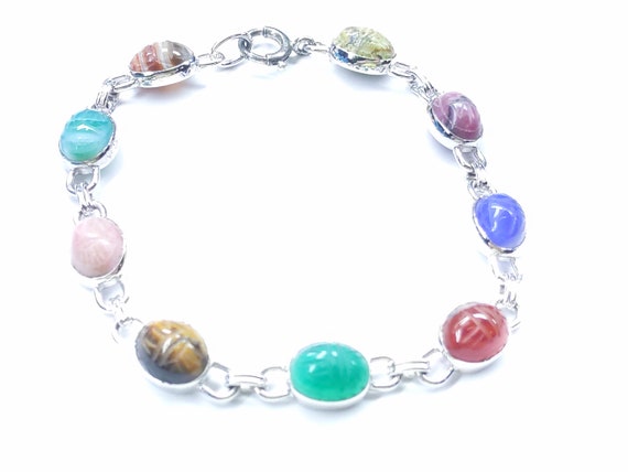 Beautiful Sketched Rocks Sterling Silver Bracelet… - image 1