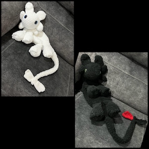 GRANDE peluche/coccola Furia Buia o Furia Chiara fatto a mano all'uncinetto/Come addestrare il tuo drago REALIZZATO SU ORDINAZIONE