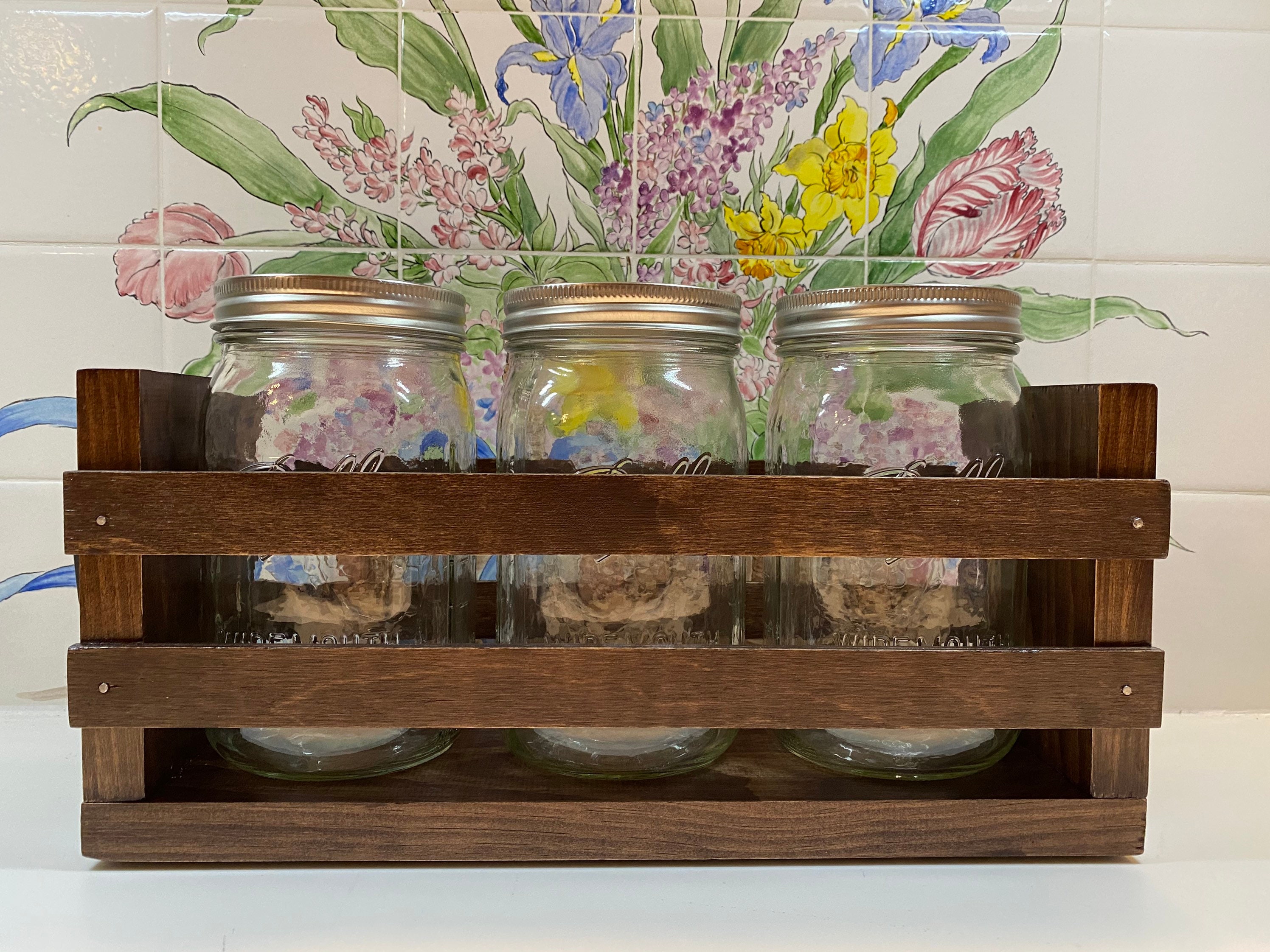 Wooden Crate Mason Jar Centerpiece Etsy