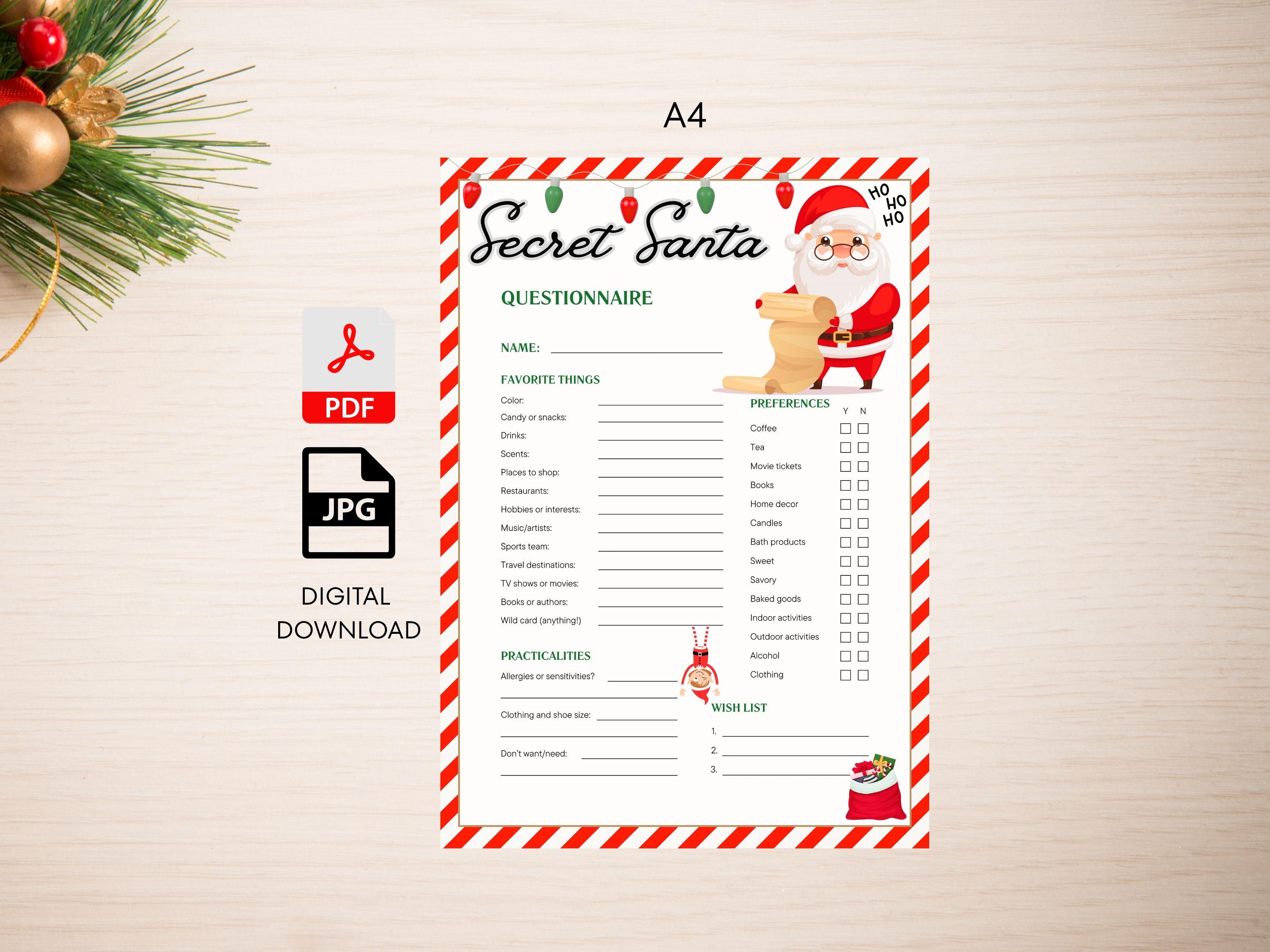 Secret Santa Checklist | Printable Gift List | Holiday Gift Tracker ...