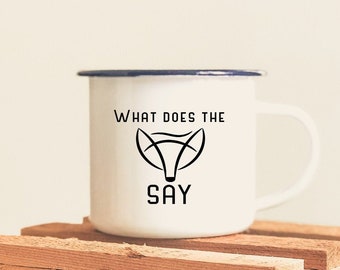 What Does The Fox Say Mug. Fox Enamel Campfire Mug. Enamelware. Camper Mug. Fox Mug. Funny Sarcastic Camping Mug. Gift for Friend