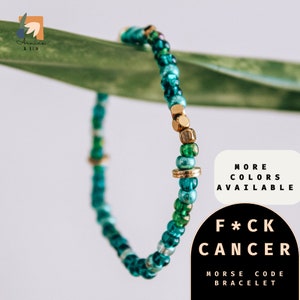 F Cancer Morse Code Bracelet.  Hidden Message Bracelet. Bead and Gold Secret Message Bracelet. Moris Code Bracelet. Cancer Survivor Jewelry