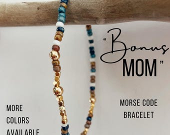 Bonus Mom Morse Code Bracelet. Bonus Mom Gift For Mother's Day. Step Mom Gift for Wedding. Godmother Gift. Hidden Message Grandma Bracelet