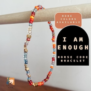 I am Enough Bracelet Morse Code Bracelet Motivational Gift for Friend You are Enough Affirmation Hidden Message Bracelet Mindfulness Gift