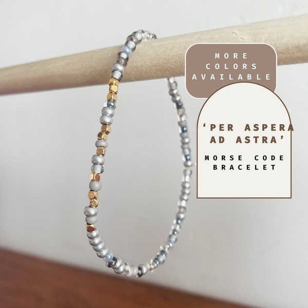 Per Aspera Ad Astra Morse Code Bracelet - Through Hardships To The Stars Beaded Jewelry. Hidden Message Bracelet. Star Lover Gift