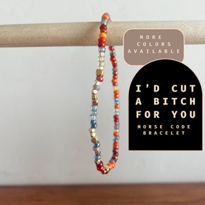 I&#39;d Cut a Bitch For You Morse Code Bracelet. Dainty Handmade Bracelet. Funny Friendship Bracelet Gift for Bestie. Hidden Message Bracelet.