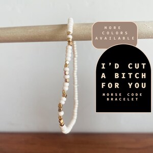 I&#39;d Cut a Bitch For You Morse Code Bracelet. Dainty Handmade Bracelet. Funny Friendship Bracelet Gift for Bestie. Hidden Message Bracelet.