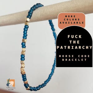 Fuck the Patriarchy Morse Code Bracelet Hidden Message Handmade Stretch Bracelet Funny Feminist Friendship Bracelet Gift for Best Friend