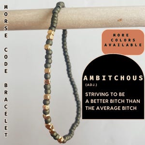 Funny Gift for Coworker Ambitchous Definition Morse Code Bracelet Dainty Handmade Bracelet Funny Friendship Bracelet Gift for Boss Babe