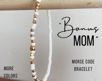 Bonus Mom Morse Code Bracelet. Bonus Mom Gift For Mother's Day. Step Mom Gift for Wedding. Godmother Gift. Hidden Message Grandma Bracelet