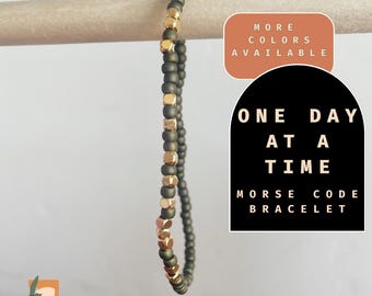 Sobriety Morse Code Bracelet Recovery Jewelry AA Bracelet 1 Year Sober Gift Alcoholics Anonymous Sobriety Jewelry 12 Steps of Recovery