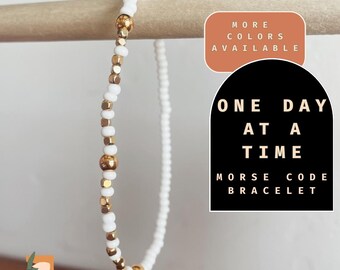 Sobriety Morse Code Bracelet Recovery Jewelry AA Bracelet 1 Year Sober Gift Alcoholics Anonymous Sobriety Jewelry 12 Steps of Recovery