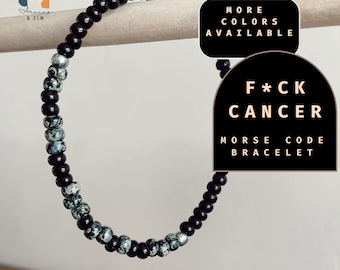 F Cancer Mens Morse Code Bracelet. Hidden Message Bracelet. Beaded Secret Message Bracelet. Moris Code Bracelet. Cancer Survivor Jewelry